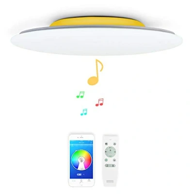 Imagen de chysongoods 36W Φ40cm Musica Plafones LED con 2 Bluetooth Altavoz y Mando, Lampara Regulable de Techo RGB Color,Moderna Redondo Luz Para Iluminacion Interior Habitacion Baño comedor Salon