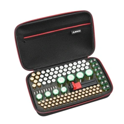 Imagen de RLSOCO Organizador de batería Funda Soporte Bolsa Caja Almacenamiento Duro retiene 120+Baterías AA AAA C D 9V BT 168 (Las pilas y el comprobador no están incluidos)