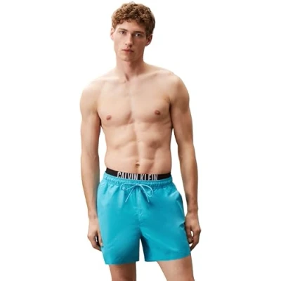 Imagen de Calvin Klein Bañador Hombre Medium Double con Cintura Ajustable, Azul (Bash Blue), S