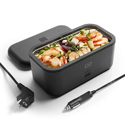 Imagen de monbento MB Warmer Onyx Fiambrera Electrica Comida con Cable para el Coche Tazón Calentado Bento Trabajo Segura y Duradera Negro