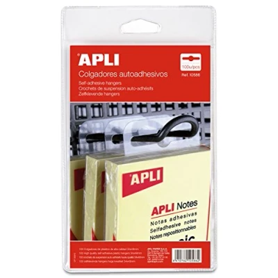 Imagen de APLI 10586 Pack de 100 colgadores autoadhesivos, 34 x 48 mm