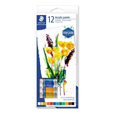 Imagen de STAEDTLER Karat 8500 C12. tubos de pintura acrílica. Caja con 12 colores variados.