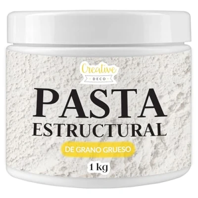 Imagen de Creative DECO Pasta Estructural de Grano Grueso 1 kg Blanca para Proyectos Artísticos Pintura Acrílica Fácil Usar con Espátula Crear Efectos 3D, Estructuras, Texturas