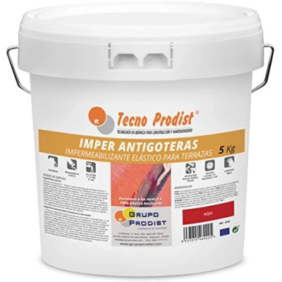 Imagen de IMPER ANTIGOTERAS de Tecno Prodist (5 Kg) ROJO Pintura Impermeabilizante elástica para Terrazas (A Rodillo o brocha)