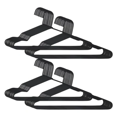 Imagen de COM FORT HOUSE Perchas de Metal Negro Antideslizantes y Resistentes Ideal para Chaquetas, Pantalones, Blusas Pack 40
