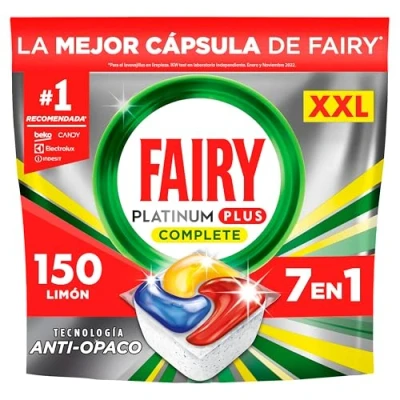 Imagen de Fairy Platinum Plus Cápsulas De Lavavajillas Todo En Uno Limón, 150