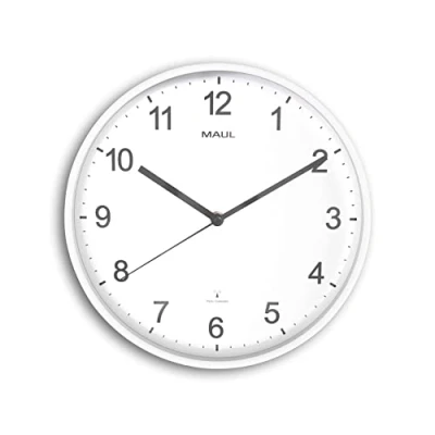 Imagen de MAUL MAULsprint, Reloj de Pared (30 cm diámetro, Radio con Ajuste automático Tiempo, Optima para salón, Dormitorio, Cocina, Estudio y Oficina), Color Blanco