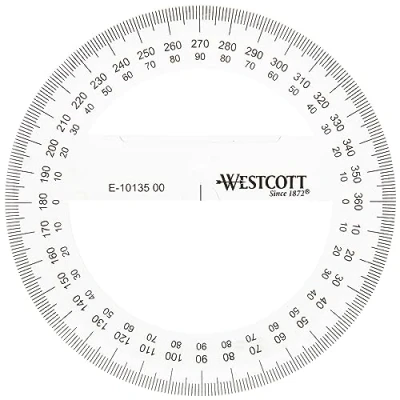 Imagen de Westcott E 10135 00 Transportador de ángulos, plástico, 10 cm, color transparente