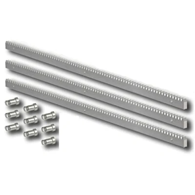 Imagen de 3 metros cremallera de acero cincado 30 x 12 con separadores y tornillos para motor puerta o cancela corredera, estandar compatible cualquier marca