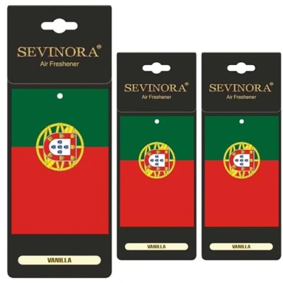 Imagen de 3 ambientadores para coche, bandera de Portugal, aroma vainilla, a interior tuning, decoración aire fresco fútbol (Portugal)