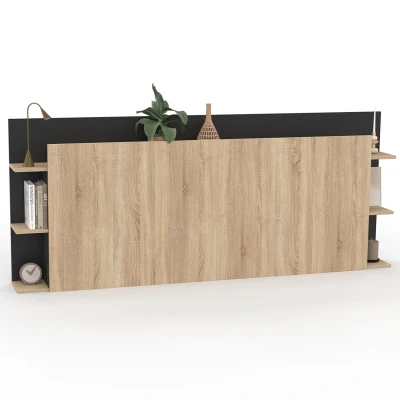 Imagen de Cabecero independiente CIRI para camas de 140 y 160 cm con compartimentos almacenamiento madera negros