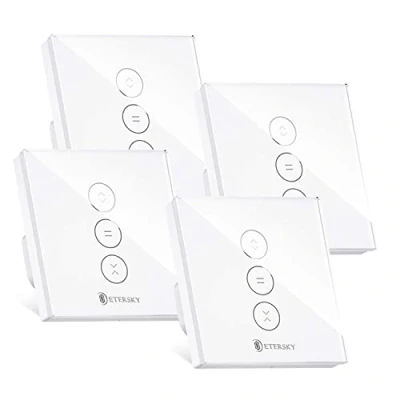 Imagen de 【LED Controlable】WiFi Interruptor Persiana, Etersky Inteligente, Control por APP o Voz Compatible con Alexa y Google Home de Temporización, Requiere Cable Neutro, 4 Piezas