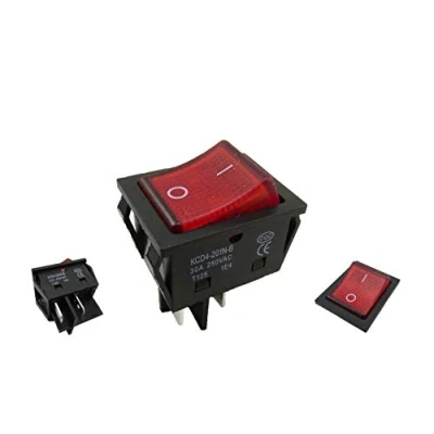 Imagen de Interruptor basculante empotrable de 2 polos (4 pines) 30 A 250 28,5 x 21,9 mm rojo iluminado (5)