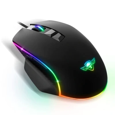 Imagen de Spirit Of Gamer Pro M1, Raton Gaming con Cable, 7 Botones Programables, Sensor Óptico 8000 dpi, Retroiluminación RGB Personalizable, Ergonómico Apoyo para el Pulgar