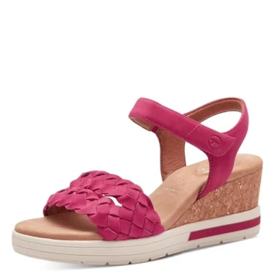 Imagen de Tamaris Comfort 8 88308 42 558 Fuxia Nubuc Wedge Plateau Sandale Komfortable Mehrweite Alltagsschuh Festlich Elegant, Sandalias con cuña Mujer, Fuchsia, 40 EU Ancho