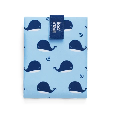 Imagen de Roll&#039;eat ® Bolsa Merienda, Porta Bocadillos con Envoltorio Reutilizable, Alimentos Ecológico sin BPA, de Tela, Color Whales Boc&#039;n&#039;Roll Animals