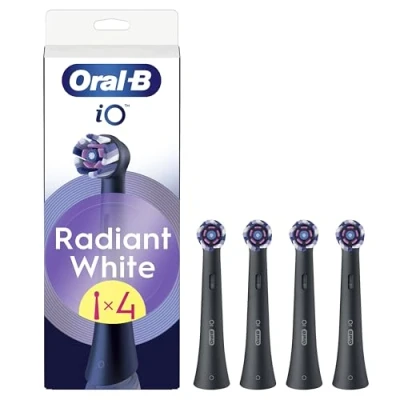 Imagen de Oral B Series iO Radiant White Negro, Cabezales Originales, Blanqueamiento, 4Uds