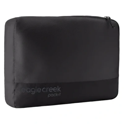 Imagen de Eagle Creek Pack It Reveal Cubos de embalaje grandes para viajes, tela duradera y resistente al agua con diseño cremallera en ángulo ventana malla frontal completa, color negro
