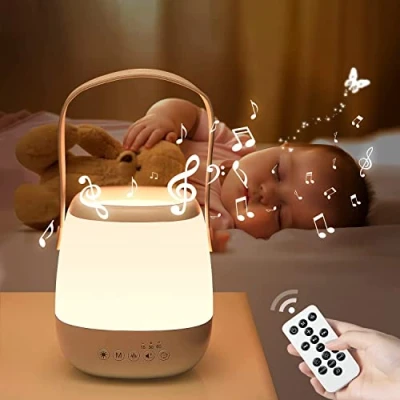 Imagen de One Fire Luz Nocturna Infantil+12 Ruido Blanco Bebe, 16 Colores Lampara LED Recargable Infantil Portátil, Remoto+Regulable+USB Lamparas De Mesita Noche,Lampara Bebe Noche