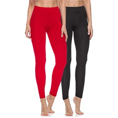 Imagen de Merry Style Lote de 2 Leggins Largos Mallas Deportivas Mujer MS10 198 (Negro/Rojo, XL)