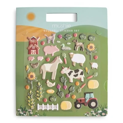 Imagen de Libros de Pegatinas reutilizables Mushie (Animales granja) esponjosas y removibles Actividad arte manualidades para niños