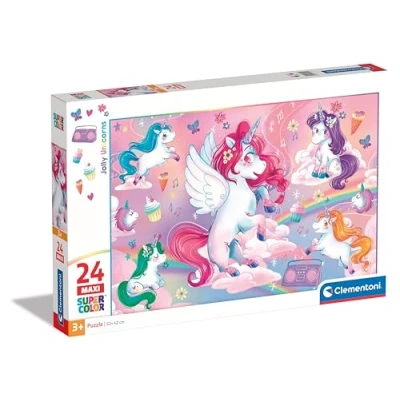 Imagen de Clementoni Jolly Unicorns Supercolor Puzzle Infantil De 24 Maxi Piezas, para Niños 3 5 Años, Desarrolla La Concentraciòn Mentàl Y Logica, 28525, Multicolor