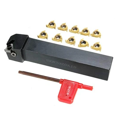 Imagen de Powertool soporte de barra mandrinado para torno, herramientas torneado, 1 torneado SER2020K16 + 10 cuchillas 16ER AG60 llave inglesa.