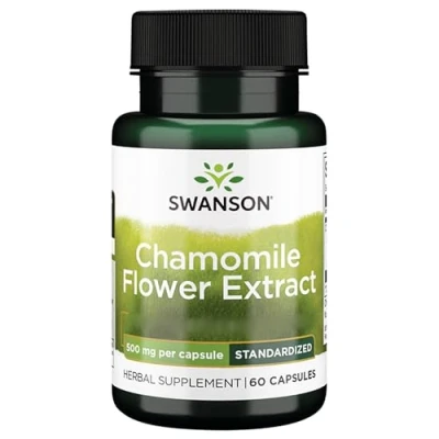 Imagen de Swanson, Chamomille Flower Extract (Extracto de Flor Manzanilla), 500mg, Alta Dosificación, 60 Cápsulas, Testado en Laboratorio, Sin Soja, Gluten, No GMO