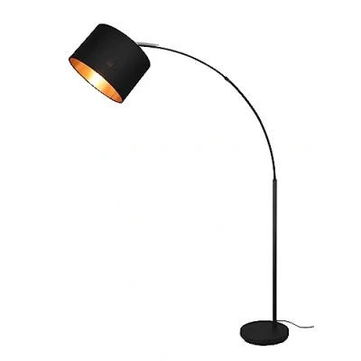 Imagen de Reality, Lámpara de pie, Bolivia 1xE27, max.10,0 W Tela, negro oro, Cuerpo: Metal, estera negra L:35,0cm, A:171,0cm, Ø:35,0cm, P:120,0cm Interruptor pie,IP20,Sin bombilla