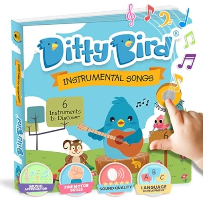 Imagen de Libros Musicales Ditty Bird para Niños Divertido Libro de Instrumentos y Canciones Infantiles Interactivos 1 a 3 Años Resistentes Sonido Bebés