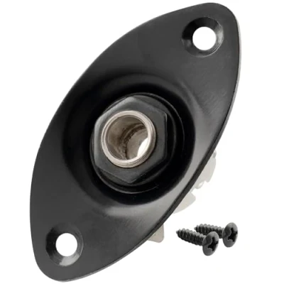 Imagen de Musiclily 6,35mm Ovalada Placa Jack de Guitarra Entrada Salida Plate Socket para Eléctrica, Negro