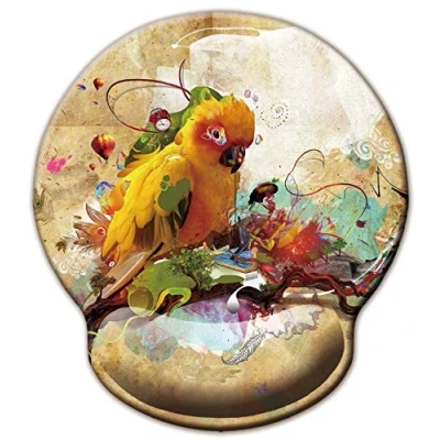 Imagen de Alfombrilla de ratón con soporte para muñeca,Jahosin reposamuñecas ergonómico espuma viscoelástica Base goma antideslizante computadora y oficina 25x23 bird