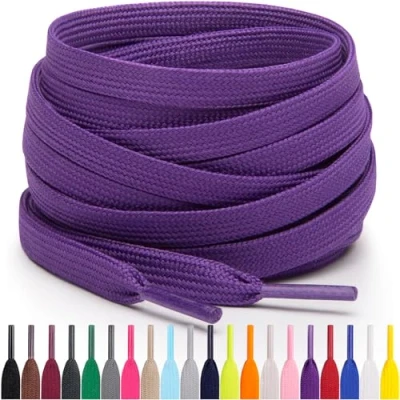 Imagen de Miscly Cordones Planos para Zapatillas, Disponibles en Varias Tallas y Colores (Púrpura, 114 cm)