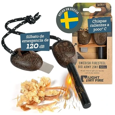 Imagen de Light My Fire Pedernal de Supervivencia Profesional Army Herramienta Encendedor Ferrocerio para Kit Supervivencia, 9.5 cm Acampada Magnesio y Acero 2 en 1 12.000 Encendidos