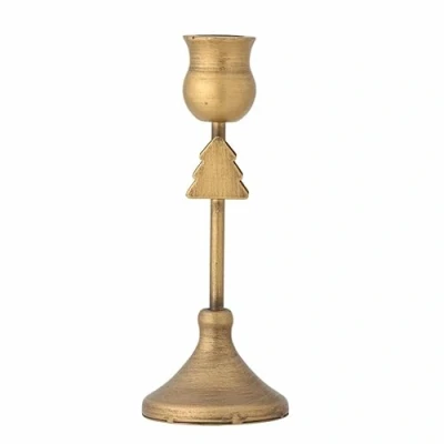 Imagen de Bloomingville Eloy Candelabro (Metal, Altura: 18,5 cm, Adornado con un árbol de Navidad Dorado)