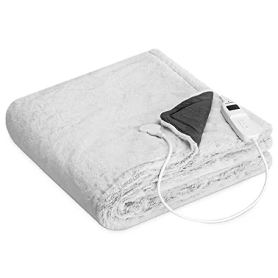 Imagen de Navaris Manta eléctrica con termostato Colcha XXL lavable 180 x 130 CM térmica regulador de temperatura 9 niveles Gris