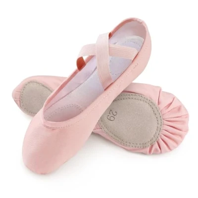 Imagen de boruizhen Zapatillas de Ballet Niña Suela Partida Cuero Mujer Lona Punteras Gimnasia Ritmica Rosa melocotón 35 EU