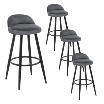 Imagen de WOLTU 4X Taburete Alto de Cocina Bar con Reposapiés Tapizado en Terciopelo Silla Alta Metal Gris Oscuro BH296dgr 4