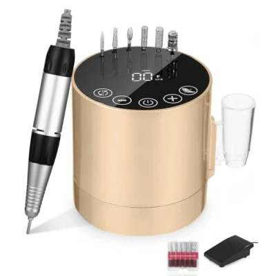 Imagen de Torno para Uñas 35000 RPM, Lima de Profesionales, Set Manicura y Pedicura con Pedal 6 Brocas, Uñas, Electrica