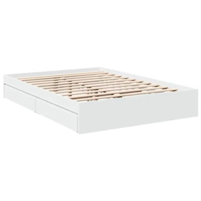 Imagen de vidaXL Cama con Cajones, Somier Doble de Invitados, Estructura Cama, Mueble para Dormitorio, Madera Ingeniería Blanco 120x200 cm