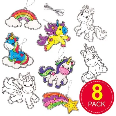 Imagen de Baker Ross Atrapaluces de unicornios que los niños pueden decorar Juego manualidades infantiles (pack 8)