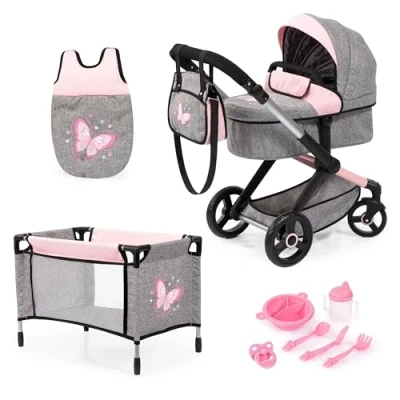 Imagen de Bayer Design 17033AD Cochecito de muñeca XEO, Convertible, Regulable en Altura, Cuna Viaje, Bolsa, Saco Dormir, Accesorios