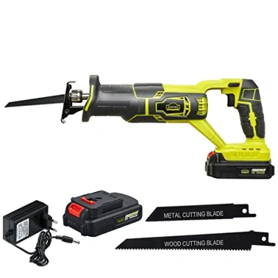 Imagen de Dewinner Sierra sable inalámbrica, 20 V 2,0 Ah compacta con batería de iones litio y cargador, 2 hojas sierra, velocidad variable, cambio hoja sin herramientas