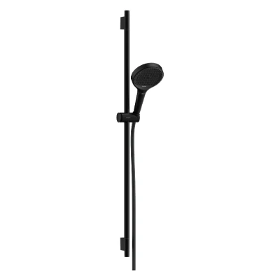 Imagen de hansgrohe Rainfinity set de ducha, ducha mano con barra 90cm, soporte y Designflex flexo textil 160cm, alcachofa 3 tipos chorro, negro mate, 28743670