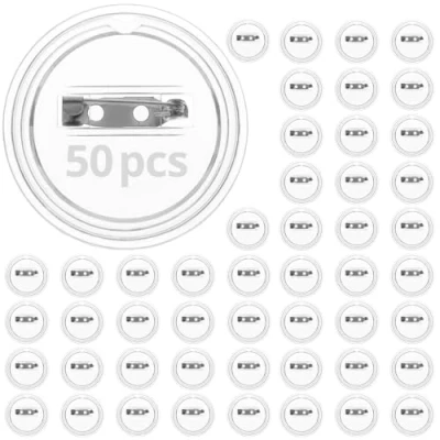 Imagen de QWORK® 50 Piezas Chapas Personalizadas con Alfiler 38mm Transparentes de Acrílico para Actividades Bricolaje