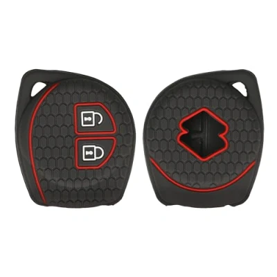 Imagen de kwmobile Funda Compatible con Suzuki Llave de Coche 2 Botones Carcasa Protectora Silicona para Case en Negro Mate/Rojo