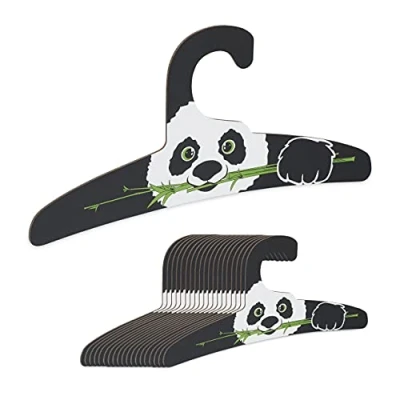 Imagen de Relaxdays Set 20 Infantiles Oso Panda, Perchas Niños, Finas, Cartón Reciclado, 16x33x0,3 cm, Negro, 16 x 33 0.3 cm