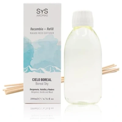 Imagen de Recambio Mikado Cielo Boreal 200ml Palos Experience SYS Aromas.Con Bergamota, Vainilla y Madera. Aroma para el hogar.