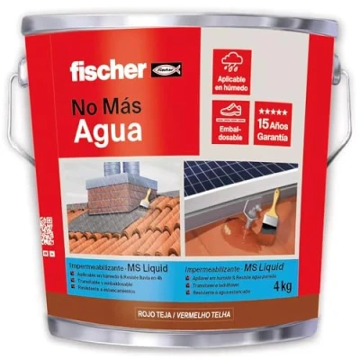 Imagen de FISCHER, Pintura impermeabilizante (cubo 4kg) polímero MS Marrón, resistente al agua y exteriores, 4 kg