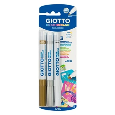 Imagen de Giotto Decor Metallic Oro, Plata Y Blanco, Blíster 3 unidades